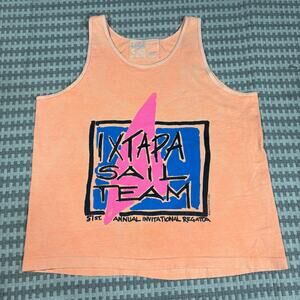 Vintage 1989 Fade In Ixtapa Sail Team 51st Annual Regatta Graphic Tank Top Sz L